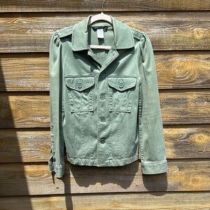 Marc Jacobs Army Green Canvas Jacket SZ 8 90’s 😎Stretch Fabric Pristine Cond.
